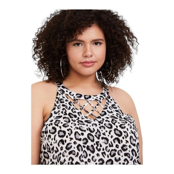 TORRID Leopard Print Challis Lattice Goddess Tank Top 2XL NWT - Picture 2 of 6